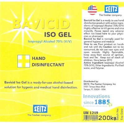 200 mL Label (Bavicid Iso Gel 200)